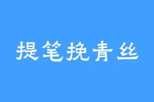 提笔挽青丝