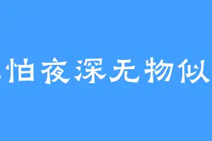 痴儿怕夜深无物似情浓